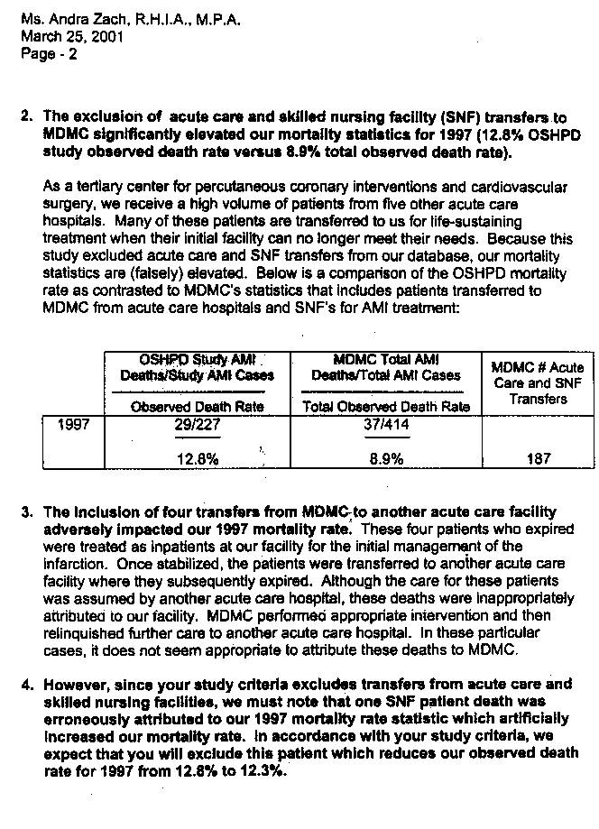 Explains flawed heart attack outcome data for California Study