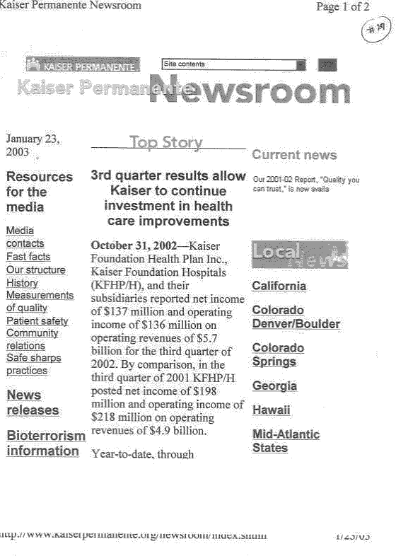 Kaiser's Net Income 1