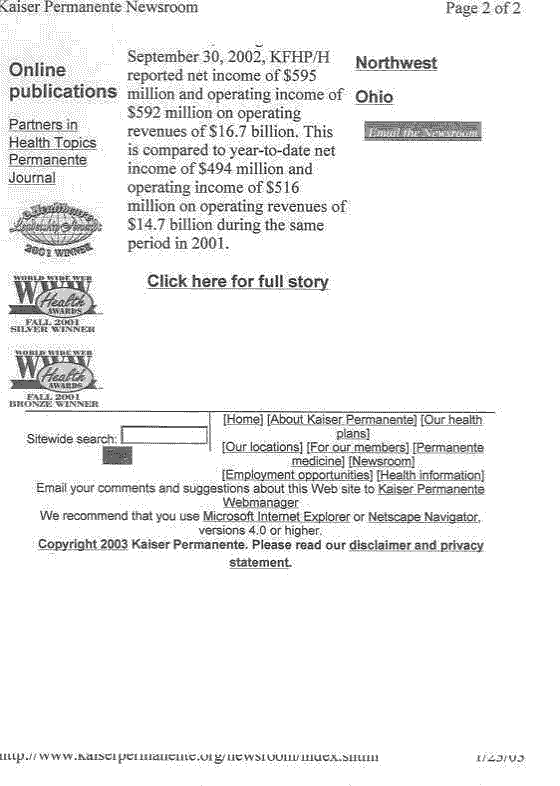 Kaiser's Net Income 2