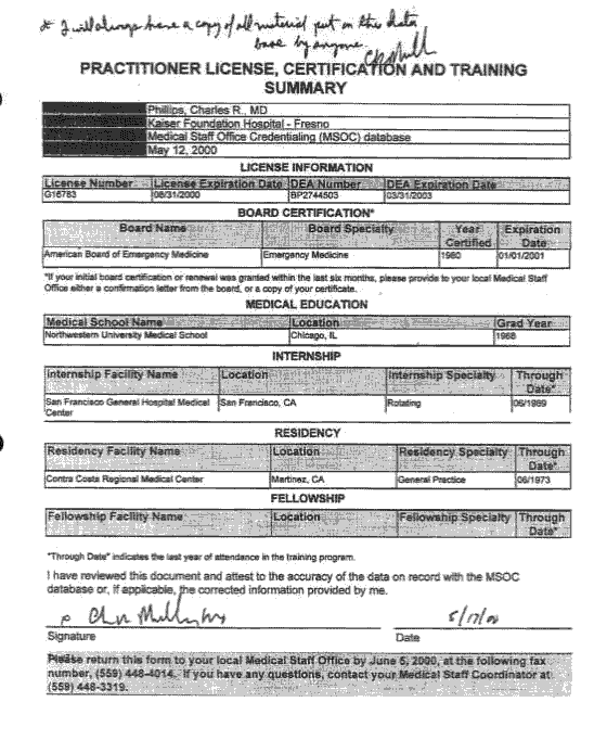 My Own Physician Profile on the Kaiser Computer 1