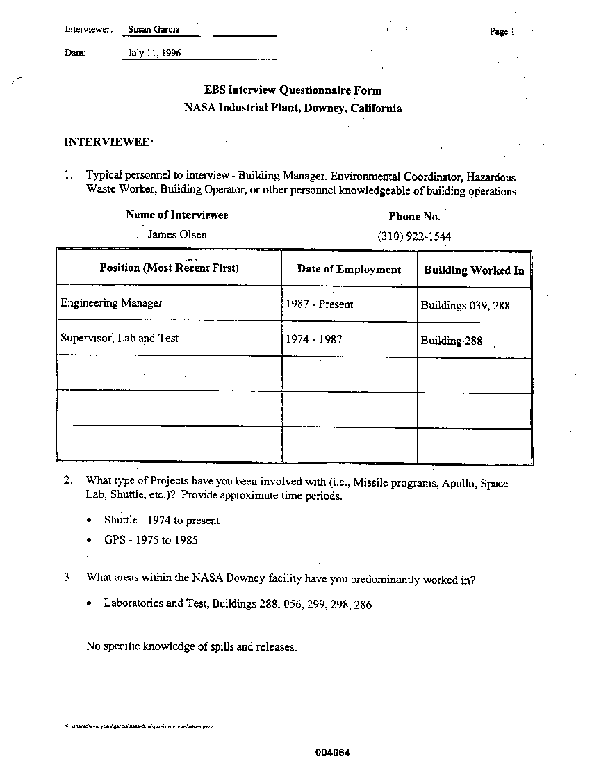 APPENDIX D  Interviews with Knowledgeable Individuals