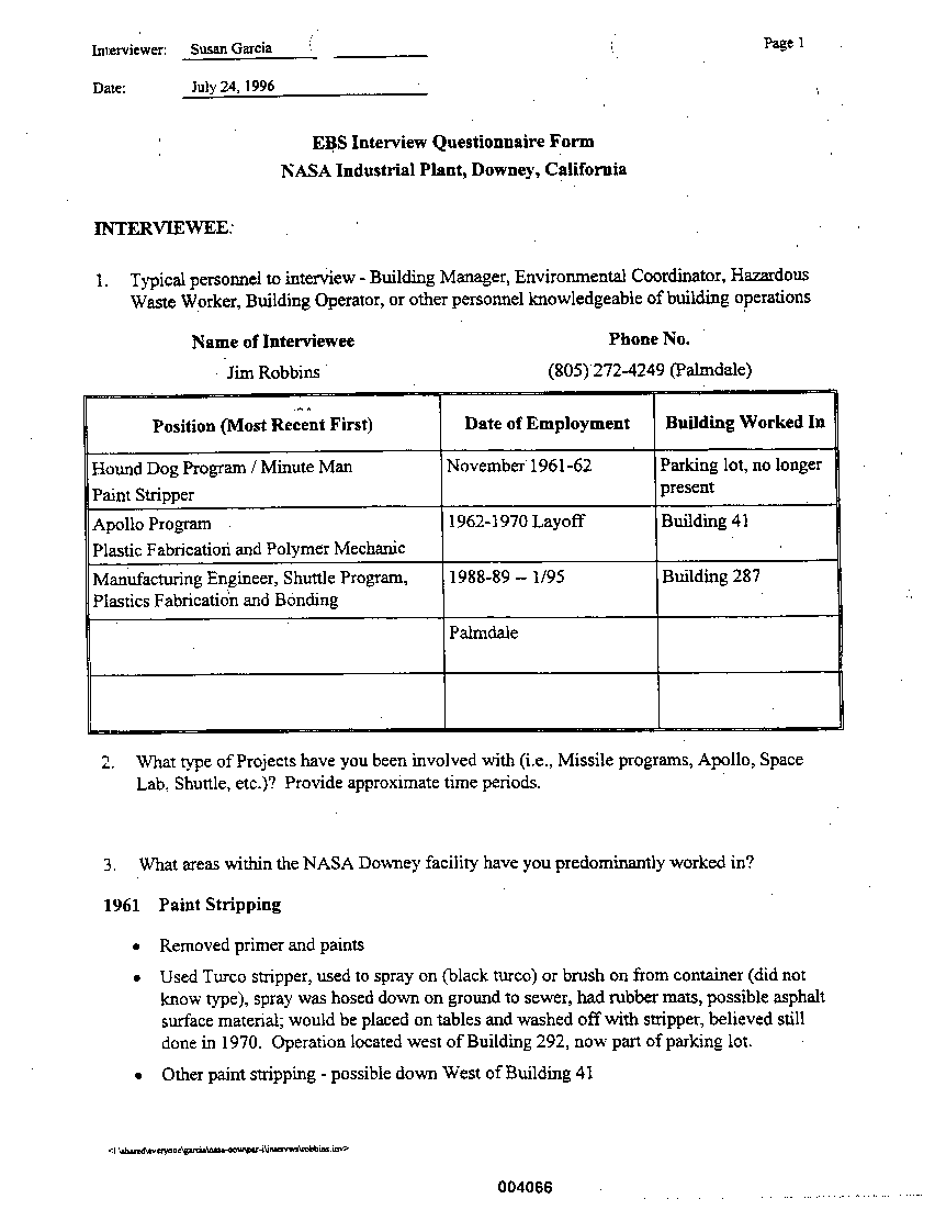 APPENDIX D  Interviews with Knowledgeable Individuals