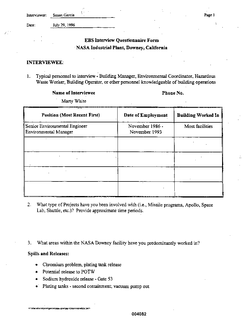 APPENDIX D  Interviews with Knowledgeable Individuals