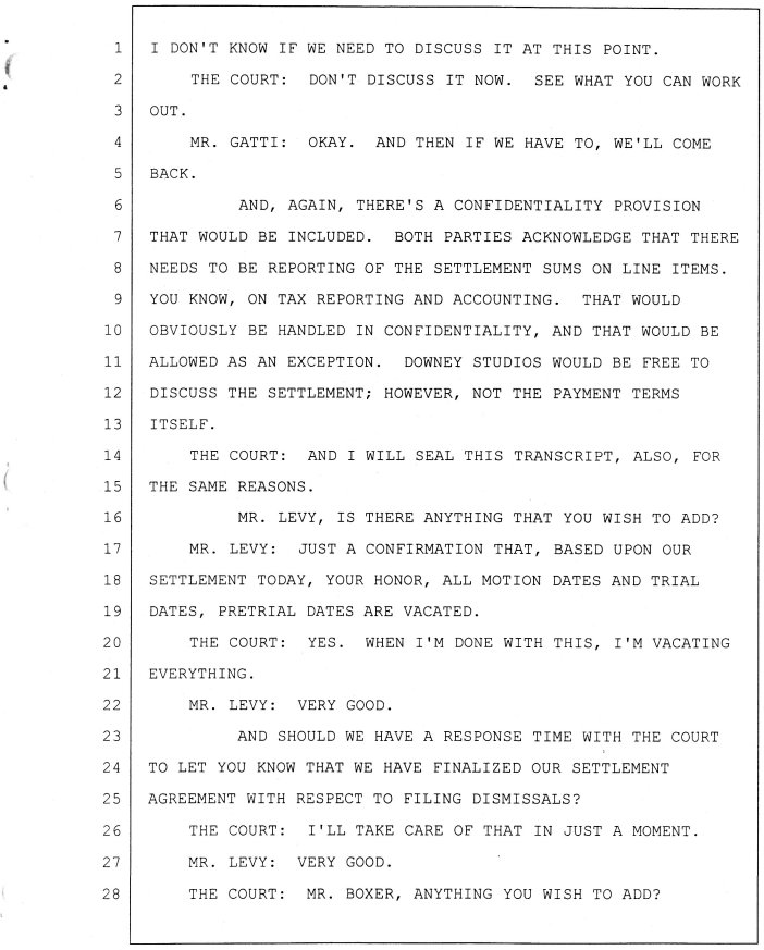 Downey Studios LLC vs International Alliance of Theatrical Stage Employees, International, International Alliance of Theatrical Stage Employees,Local 44, and Ronnie Cunningham, an individual and does 1 to 100, inclusive VC045585 .