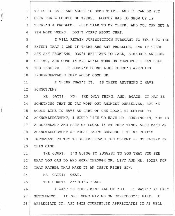 Downey Studios LLC vs International Alliance of Theatrical Stage Employees, International, International Alliance of Theatrical Stage Employees,Local 44, and Ronnie Cunningham, an individual and does 1 to 100, inclusive VC045585 .