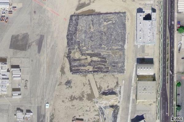 This historical aerial photograph dated March 29, 2004 shows the placement of the Chromium materials at the end of the helio pad.