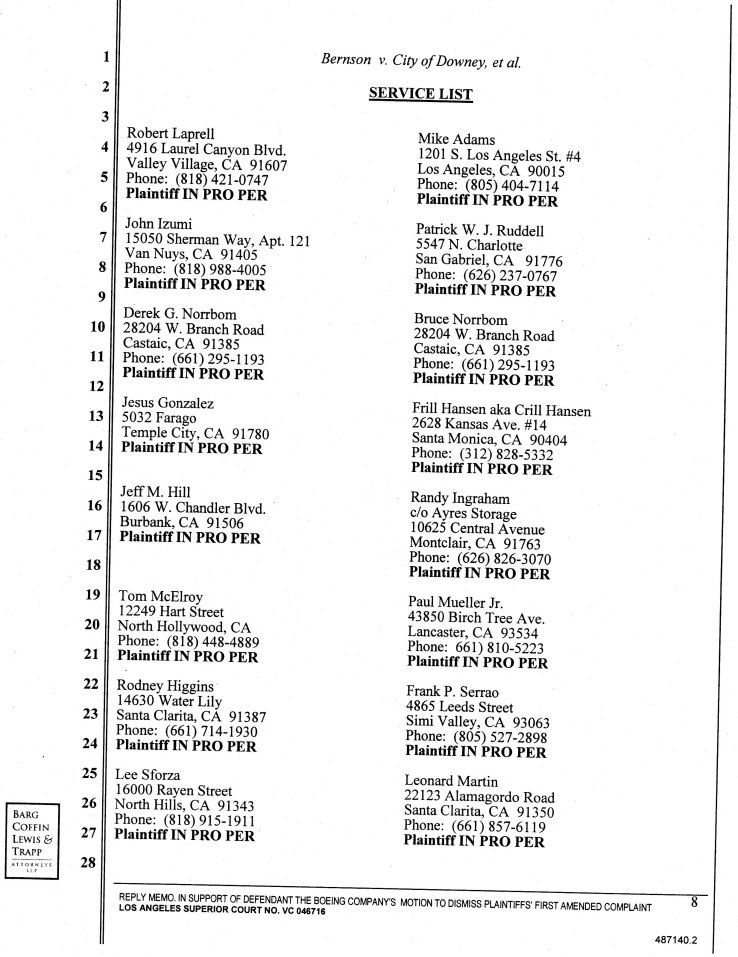 Reply Memorandum in Support of Defendant the Boeing Company's Motion to Dismiss Plaintiff's First Amended Complaint for Failure to Join Indispensable Party