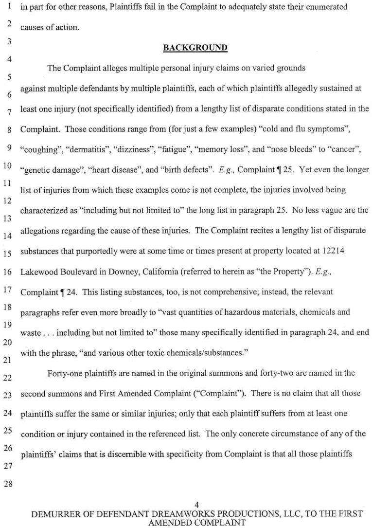 Case No. VC 046716 Defendant Dreamworks Productions, LLC's Notice of Demurrer and Demurrer to Plaintiffs' First Amended Complaint, and Memorandum of Points and Authorities in Support of Demurrer - October 9, 2007