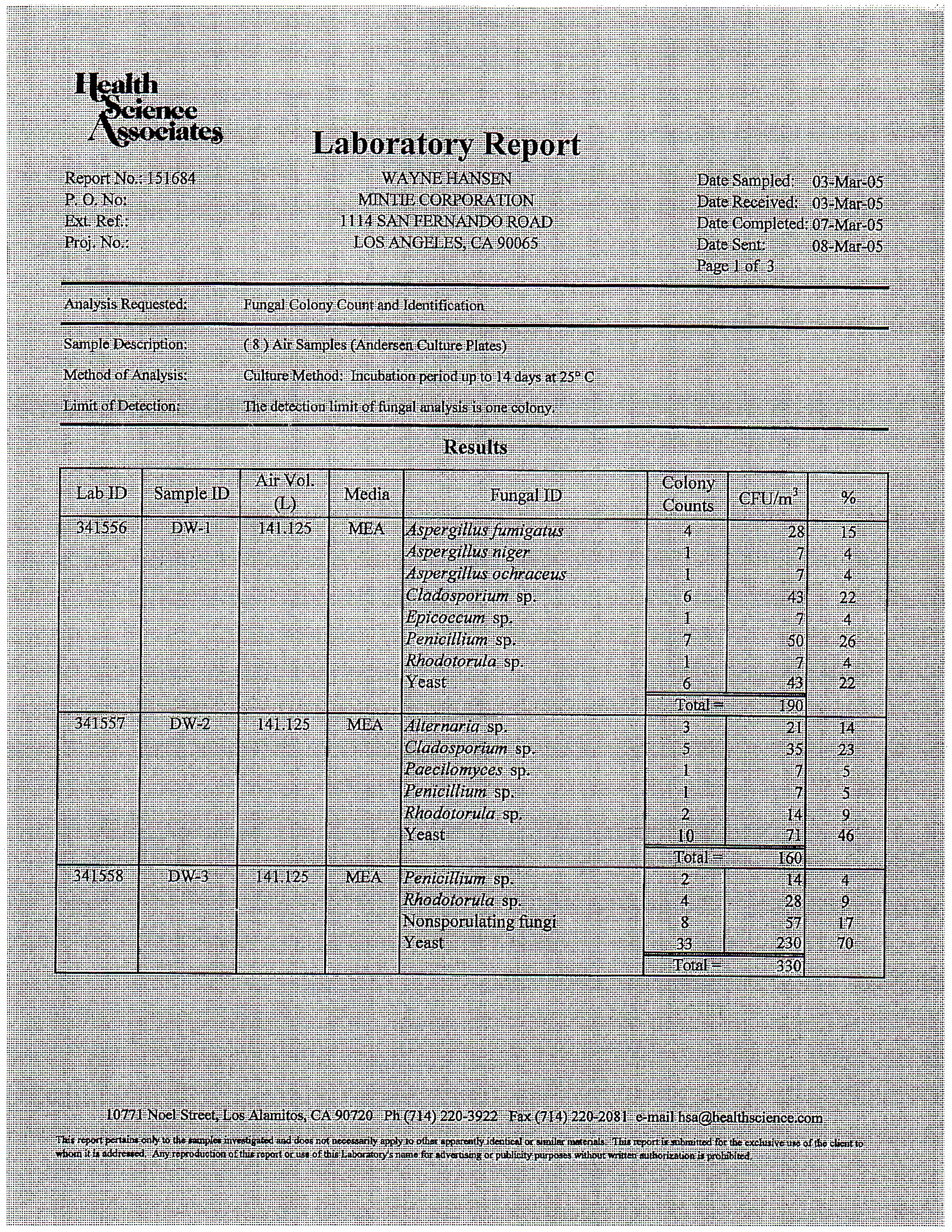 DreamWorks letter to Island Cast and Crew of March 24, 2005 and Mintie Report