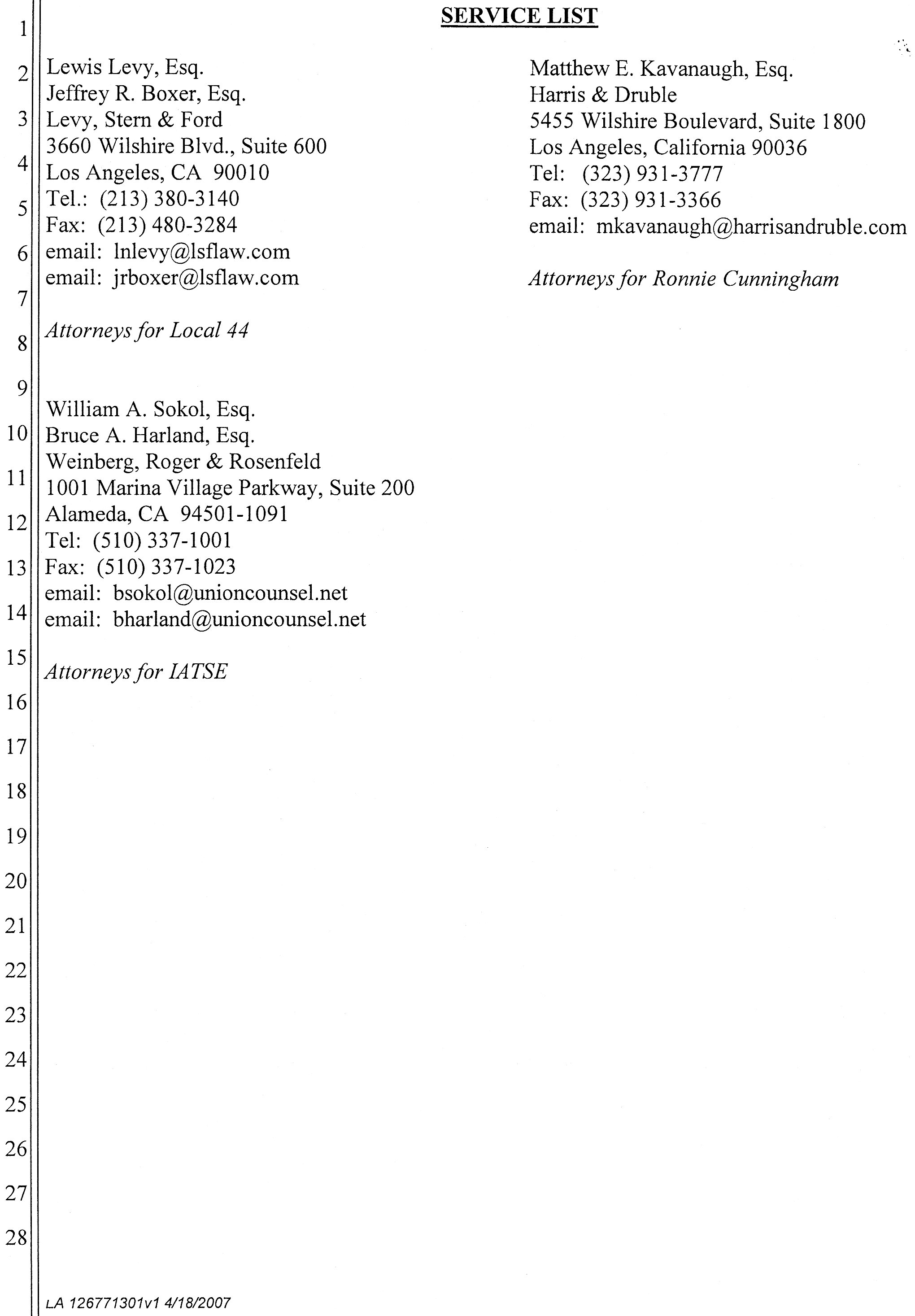 April 2005 to June 2005 correspondence between International Alliance of Theatrical Stage Employes Union, Downey Studios and Quest an environmental risk corporation