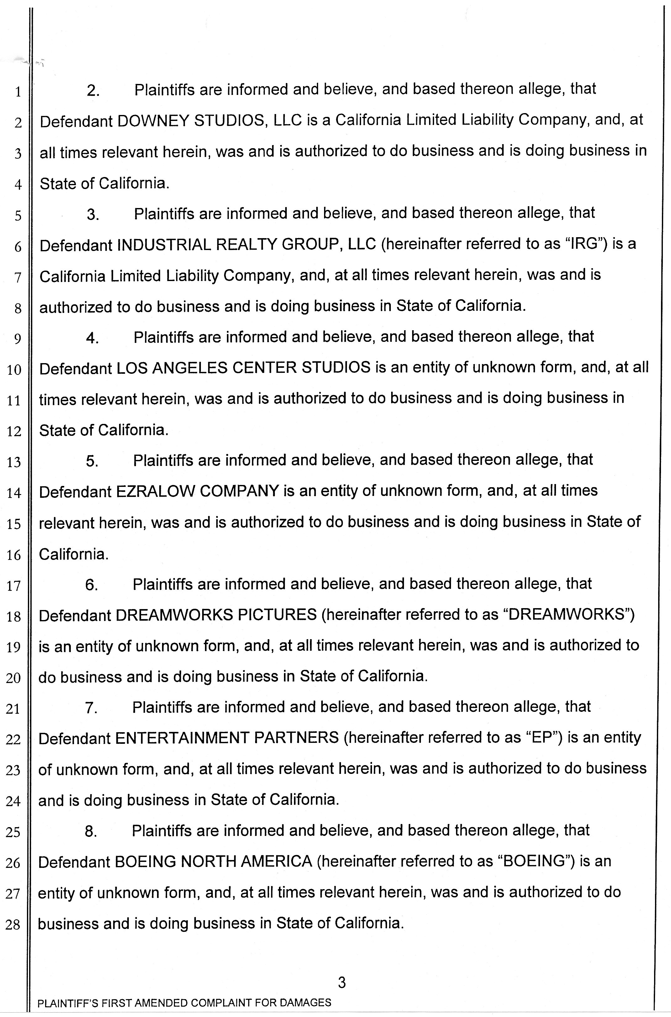 Barry Bernson, et al vs City of Downey, Downey Studios LLC, Industrial Realty Group, Los Angeles Center Studios, Ezralow Company, Dreamworks Pictures, Entertainment Partners, national Aeronautics and Space Administration, Boeing, VC 046716