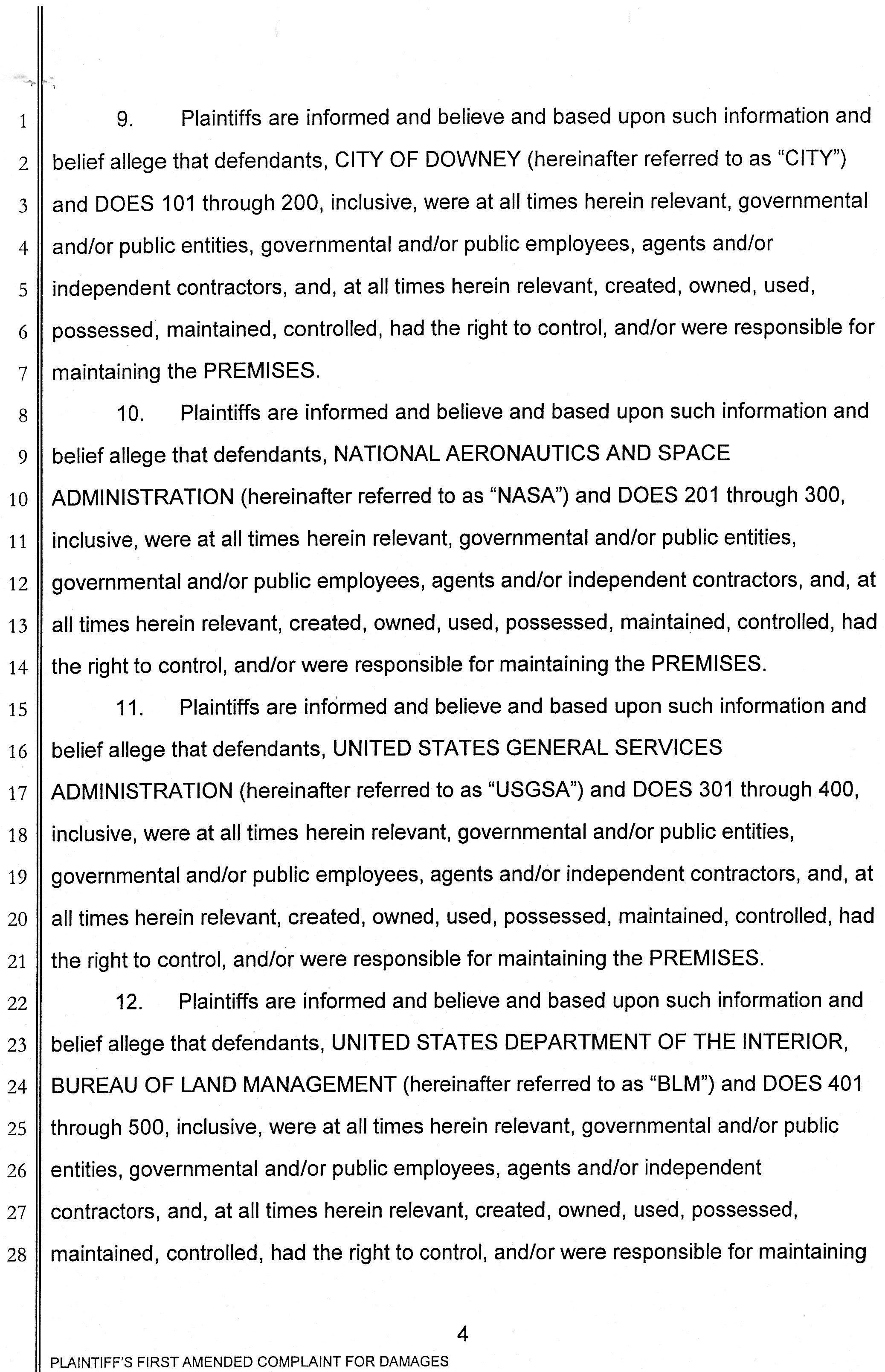 Barry Bernson, et al vs City of Downey, Downey Studios LLC, Industrial Realty Group, Los Angeles Center Studios, Ezralow Company, Dreamworks Pictures, Entertainment Partners, national Aeronautics and Space Administration, Boeing, VC 046716