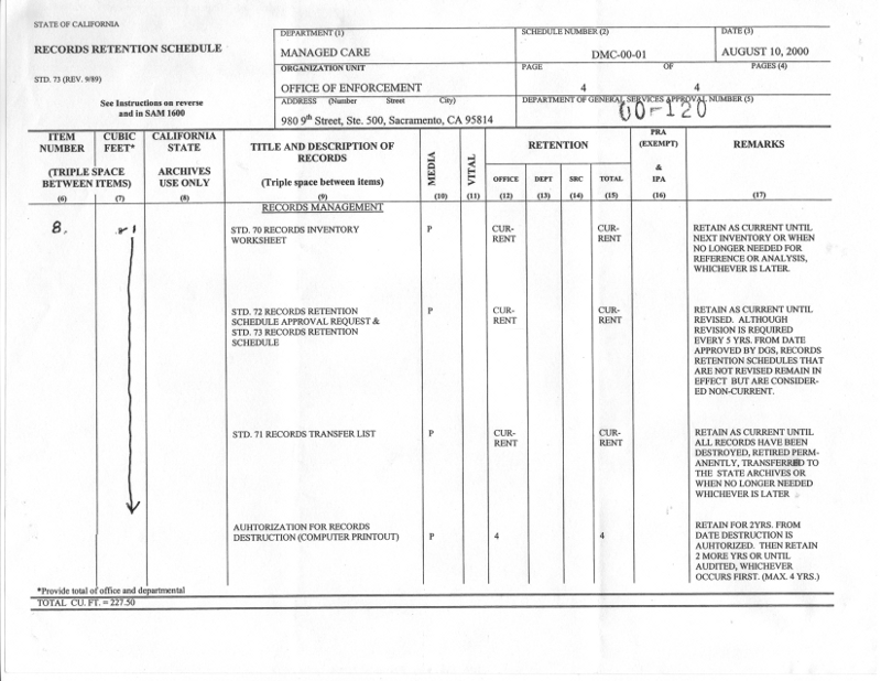 Documentation of the order to destroy the medical records of Jupirena Stein