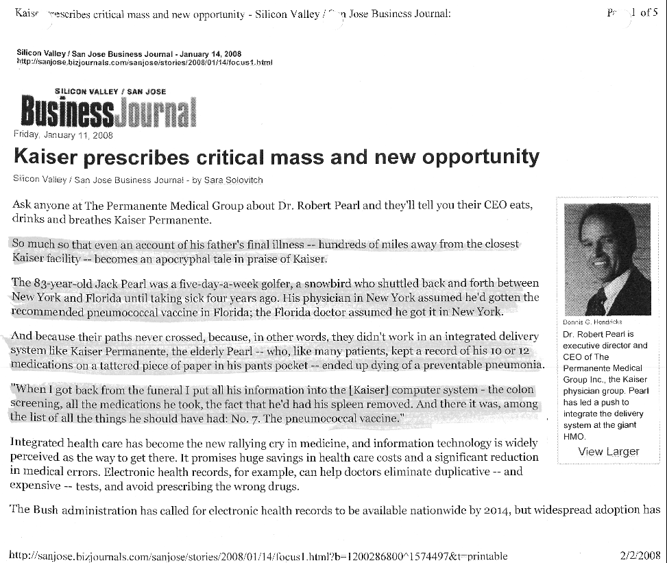 EXHIBIT G - KAISER PRESCRIBES CRITICAL MASS AND NEW OPPORTUNITY - CATEGORY - PROPOGANDA