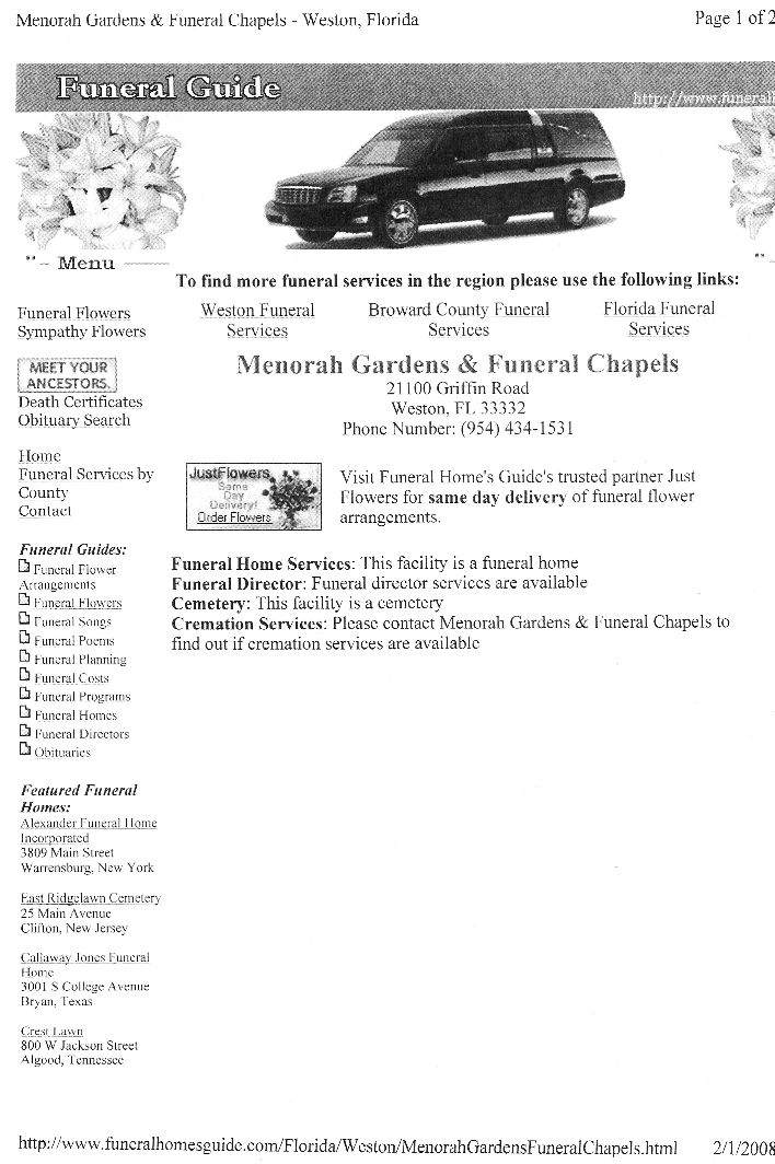 Jack Pearl - Jan. 25, 2004}Obituary/Death Certificate/Funeral Chapel