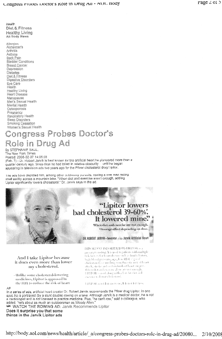 Robert Pearl - Congress Questions Truth in MD Ad.