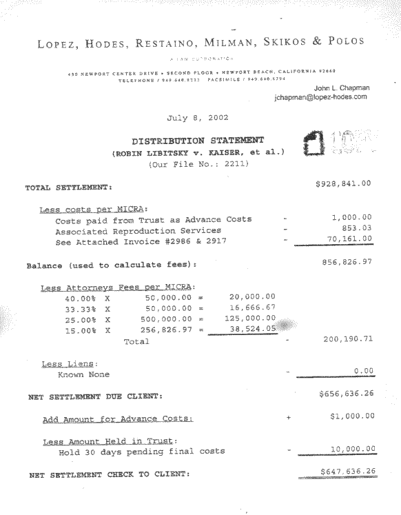 settlement against kaiser and permanente