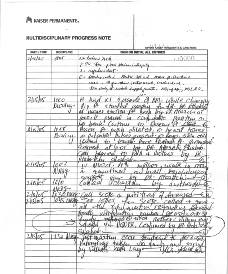 Robyn Libitsky's medical record where Dr. Shahab Attarchi attempted to obtain her corneas.